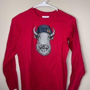 Columbia Kids Red Long Sleeve Animal Print Logo Buffalo Large